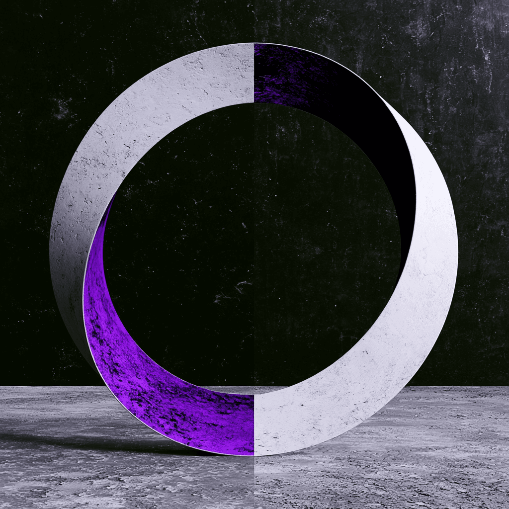 Anneau de béton en boucle continue, section intérieure teintée de violet